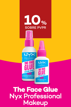 Fixadores de Maquilhagem Face Glue da marca NYX com destaque promocional de 10% sobre preço de Venda ao Público Recomendado